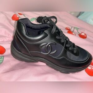 New Chanel Black Low Top Uniform Trainer Size 8.5